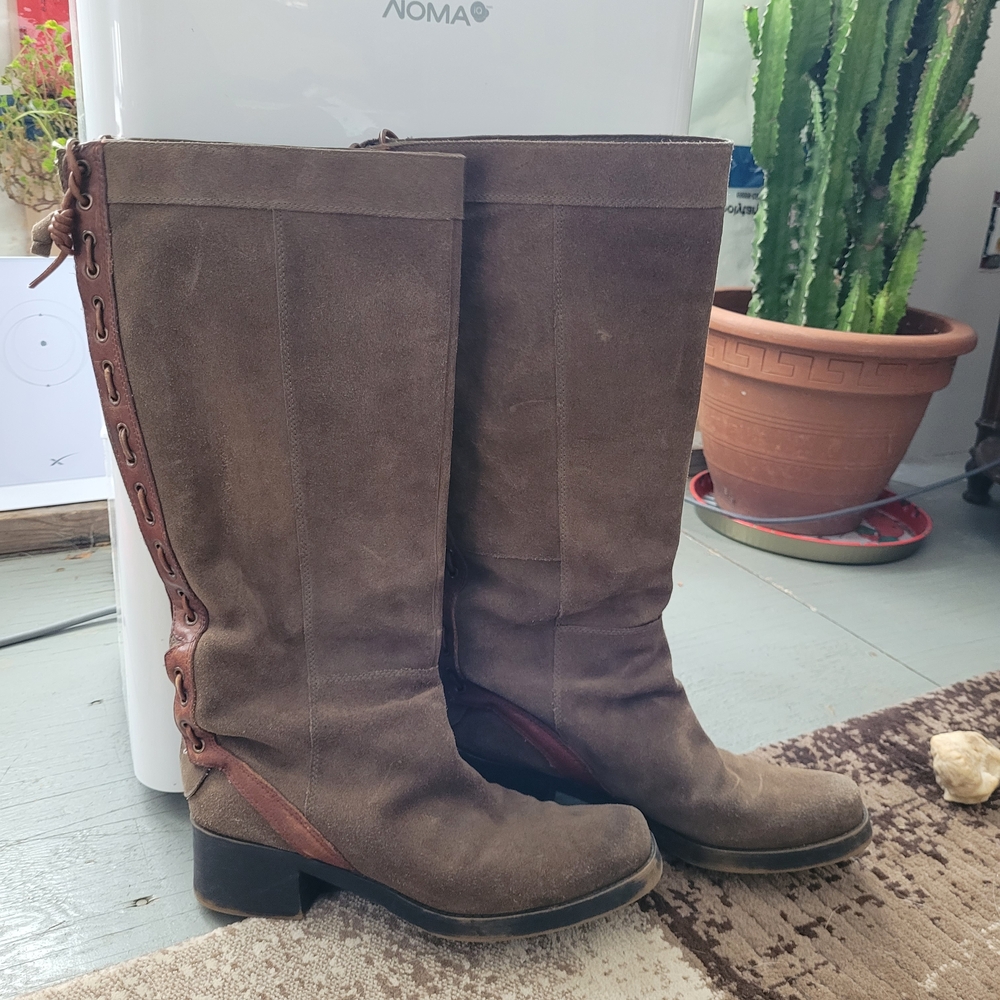 Nine West Brown Suede Heeled Boots